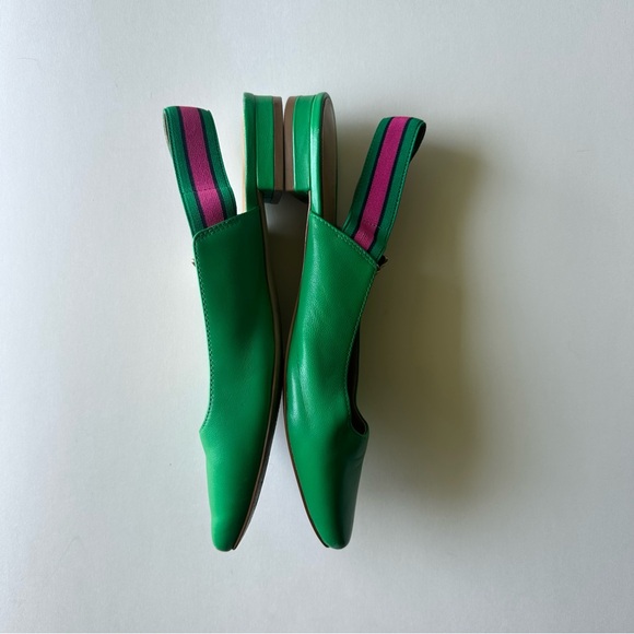 Talbots Green Edison Nappa Slingback Point Toe Leather Bee Charm Flats - Picture 11 of 13